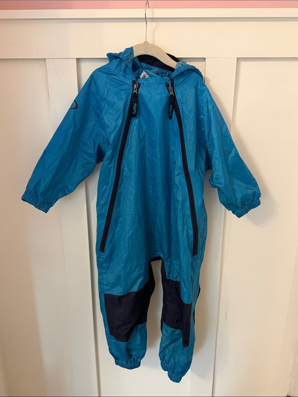 Kids Tuffo Blue One-Piece Rain Suit with Hood - 4T C#2